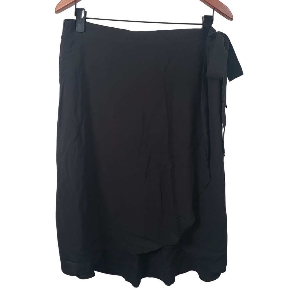NEW ~ Maurices Black Wrap Skirt XXL Elastic Waist Tie Midi Casual Career / A112